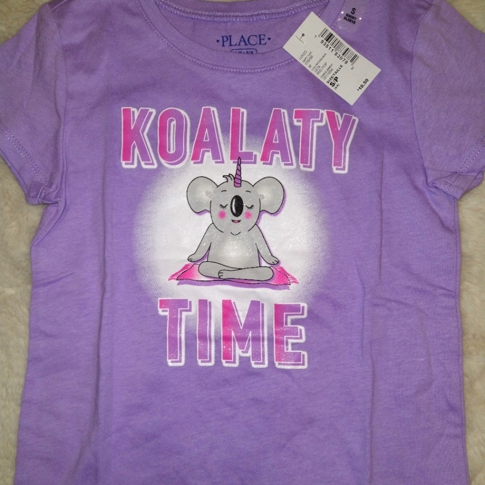 Children's Place purple koalaty time short sleeve tee size small 5/6